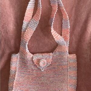 Handmade recycled Crochet Pink & purple Shoulder Bag